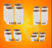 The Mia Ahşap Kapaklı 16 lı 4 Boy Cam Saklama Kabı 1000-700-500-300 ml - 1