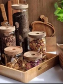 The Mia Ahşap Kapaklı 16 lı 4 Boy Cam Saklama Kabı 1000-700-500-300 ml - 3