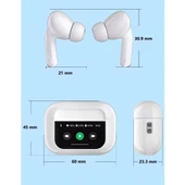 Dokunmatik IPS Ekranlı Ultra Kaliteli Air Pro2 Anc/enc Özellikli  Kulaklık (2024 Yeni Model) - 3