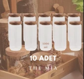 The Mia Ahşap Kapaklı 10 lu Büyük Boy Cam Saklama Kabı 1000 ml CAM0315 thumbnail 1