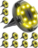 Biling Güneş Enerjili Dış Mekan Yürüyüş Yolu Işıkları - Sıcak Beyaz, 12 Adet - 1