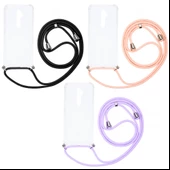 KNY Oppo Reno 2Z Kılıf İpli Askılı Ultra Korumalı Şeffaf Antishock Silikon Mor - 4