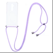 KNY Oppo Reno 2Z Kılıf İpli Askılı Ultra Korumalı Şeffaf Antishock Silikon Mor - 2
