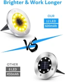 Biling Güneş Enerjili Yol Işıkları 12 LED Su Geçirmez - Sıcak Beyaz - 8 Adet - 3