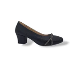 Zerhan 7302 Kadın Siyah Taşlı Kalın Topuklu Ayakkabı thumbnail 1