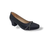 Zerhan 7302 Kadın Siyah Taşlı Kalın Topuklu Ayakkabı thumbnail 4