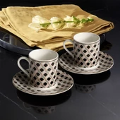 GÜRAL PORSELEN Camelia 12 Parça 6 Kişilik  Kahve Fincan Takımı 65112 - 1