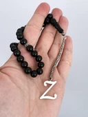 Z harfli 925 ayar gümüş püskül, harf ve ayraçlı oltu tesbih (kral zincir) - 1