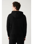 Avva Siyah Unisex Sweatshirt Kapüşonlu Yaka Içi Polarlı 3 Iplik Fermuarlı Regular Fit E001019 / S Beden - 2