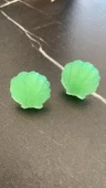Parlak Fıstık Yeşil Renkli Deniz Kabuğu Midye Şekilli Küpe Gümüş Aksesuarlı El Yapımı Hediyelik thumbnail 6