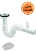 WUVERA Çamaşır ve Bulaşık Makinesi Çıkışlı Lavabo Sifonu - Körüklü, 35-75 cm - 3