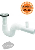 WUVERA Çamaşır ve Bulaşık Makinesi Çıkışlı Lavabo Sifonu - Körüklü, 35-75 cm - 1