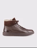 Hakiki Deri Kahverengi Fermuarlı Erkek Kürklü Bot thumbnail 1