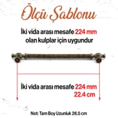 Burma Eskitme Antik Sarı Metal 224 mm -22.4 cm Mobilya Mutfak Çekmece Dolap Kulpu Kulbu Kulpları - 3