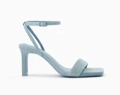 Bershka Bilekten Bağlamalı Topuklu Ince Bantlı Sandalet - 2