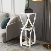 Modilayn Sermin Çiçeklikli Kum Saati Sehpa Beyaz - 2