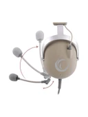 R81 Champıon Bej 7.1 Surround Sound System Mikrofonlu Oyuncu Kulaklığı - 2