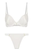 V Detay Aksesuarlı Soft Sütyen Takım -Ekru - 4