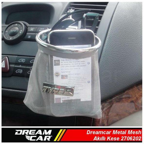 Dreamcar Metal Mesh Akıllı Kese Gümüş Büyük Boy 3306202