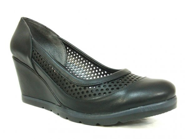Punto 694008 Siyah Dolgu Topuk Bayan Ayakkabı