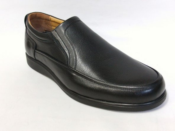 Turan 891 Siyah Bağcıksız 100 Deri Comfort Erkek Ayakkabı