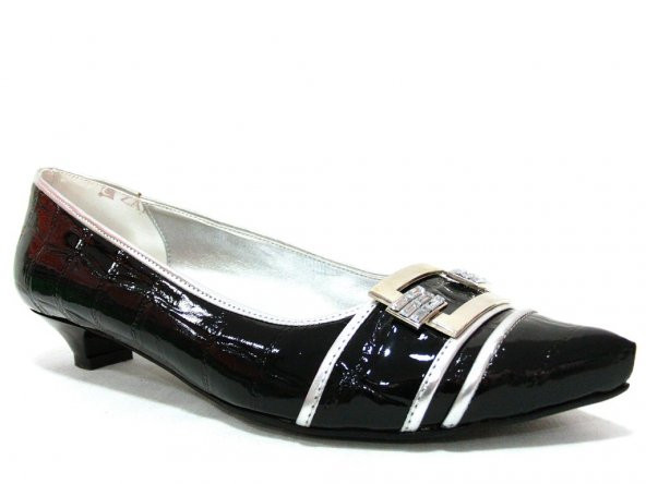 Punto 61307 Siyah Gümüş Topuklu Bayan Ayakkabı
