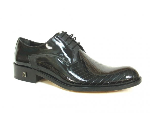 Ekici 3840 Siyah Rugan Deri Bağcıklı Kösele Erkek Ayakkabı