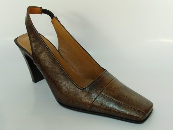 Topcu Bronz Kahverengi Topuklu Bayan Ayakkabı