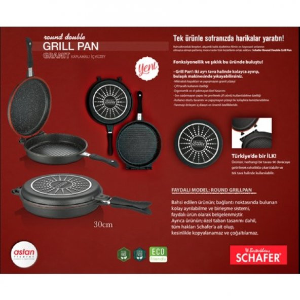 Schafer SHF-64481 Double Yuvarlak Çift Taraflı 32 cm Grill Tava - 3