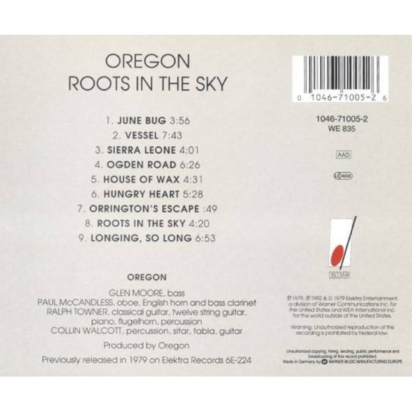 OREGON - ROOTS IN THE SKY (CD) (1992) - 2