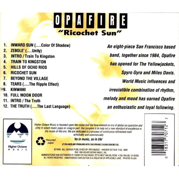 OPAFIRE - RICOCHET SUN (CD) (1995) - 2