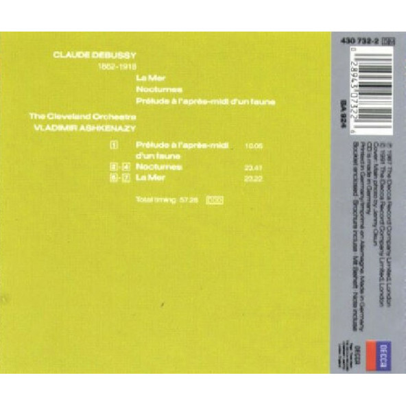 DEBUSSY - LA MER NOCTURNES THE CLEVELAND ORCHESTRA VLADIMIR ASHKENAZY (CD) (1991) - 2