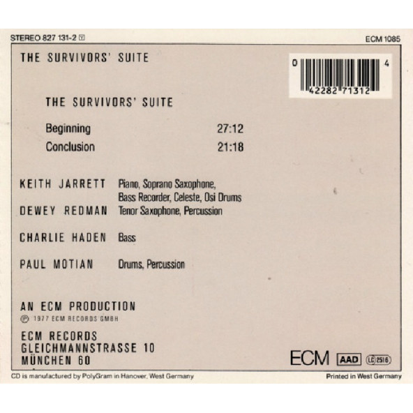 KEITH JARRETT - THE SURVIVORS SUITE (CD) (1977) - 2
