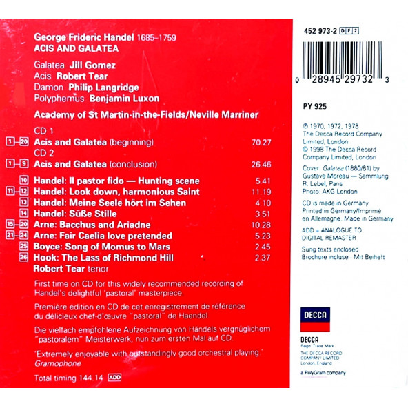 HANDEL - ACIS AND GALATEA ACADEMY OF ST MARTIN-IN-THE-FIELDS NEVILLE MARRINER (2 CD) (1998) - 2