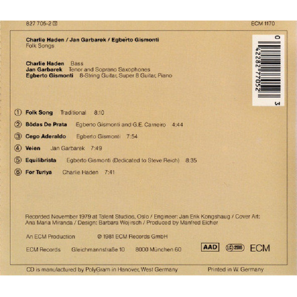 JAN GARBAREK & CHARLIE HADEN & EGBERTO GISMONTI - FOLK SONGS (CD) (1981) - 2