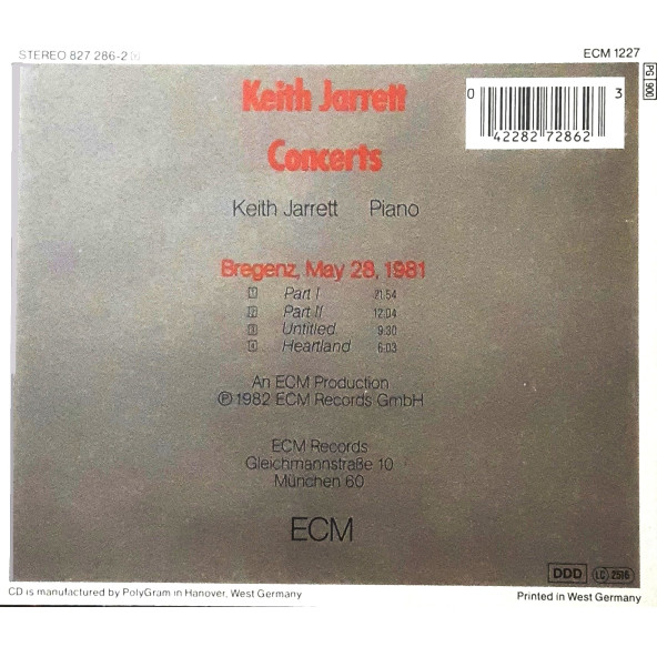 KEITH JARRETT - CONCERTS (CD) (1982) - 2