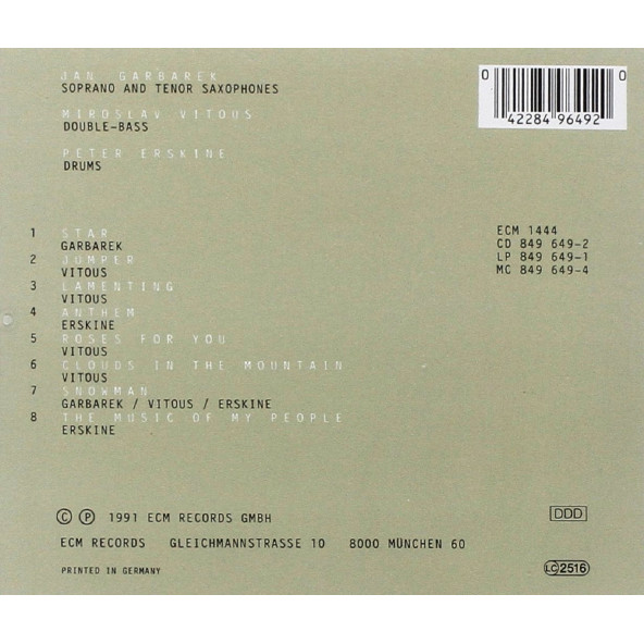 JAN GARBAREK  MIROSLAV VITOUS  PETER ERSKINE - STAR (CD) (1991) - 2