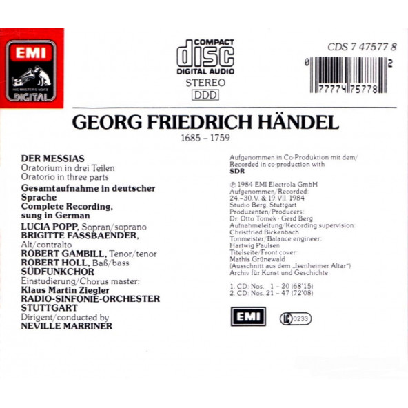 HANDEL - DER MESSIAS MARRINER (2 CD) (1984) - 2