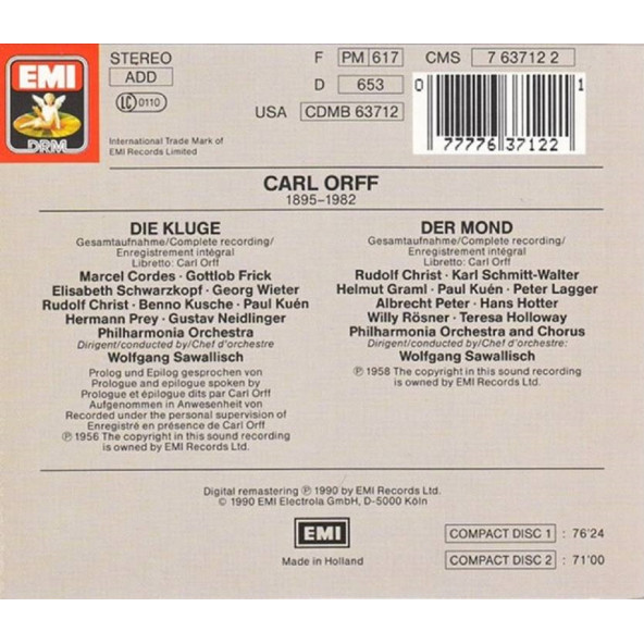 ORFF - DIE KLUGE / DER MOND (2 CD) (1990) - 2