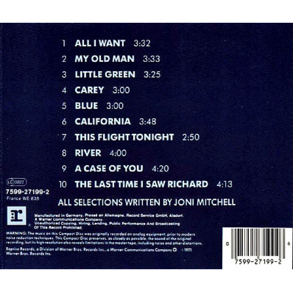 JONI MITCHELL - BLUE (CD) (1987) - 2