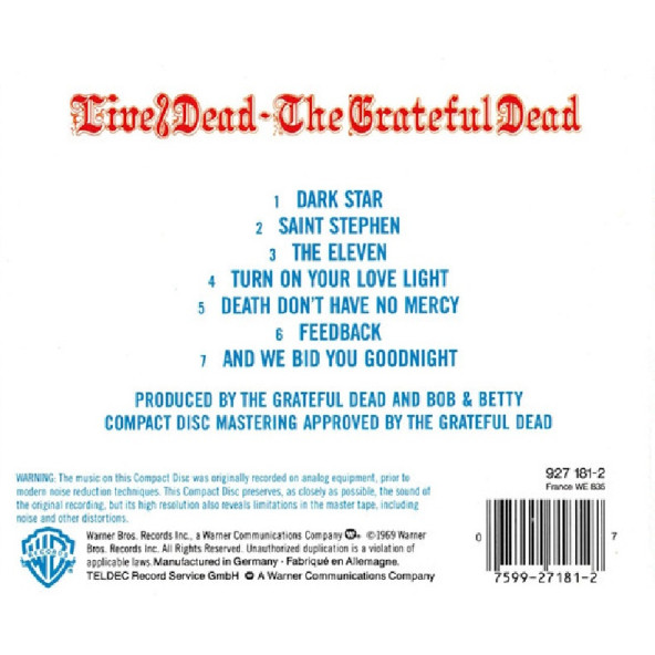 THE GRATEFUL DEAD - LIVE/DEAD  (CD) (1989) - 2