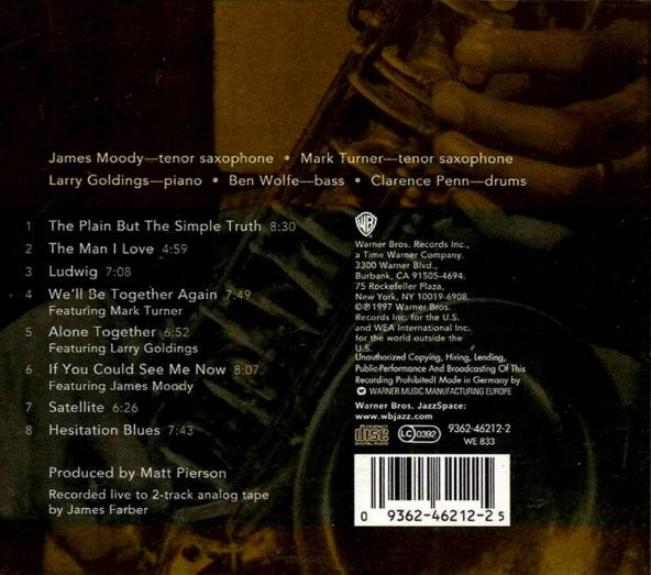 JAMES MOODY & MARK TURNER - THE TWO TENORS (CD) (1997) - 2