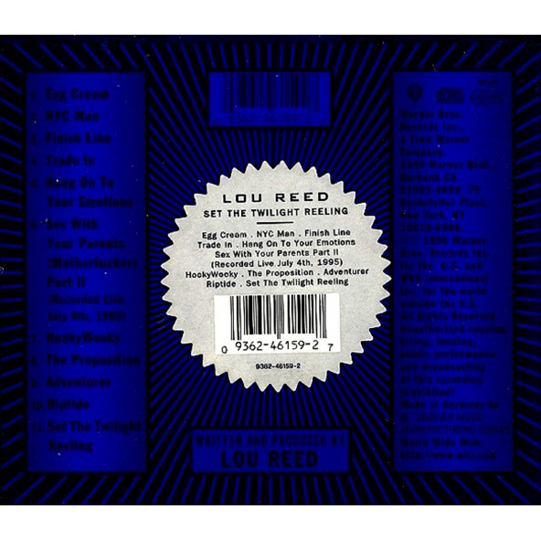 LOU REED - SET THE TWILIGHT REELING (LIMITED EDITION) (CD)(1996) - 2