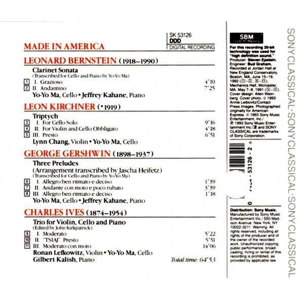YO-YO MA - MADE IN AMERICA (CD) (1993) - 2