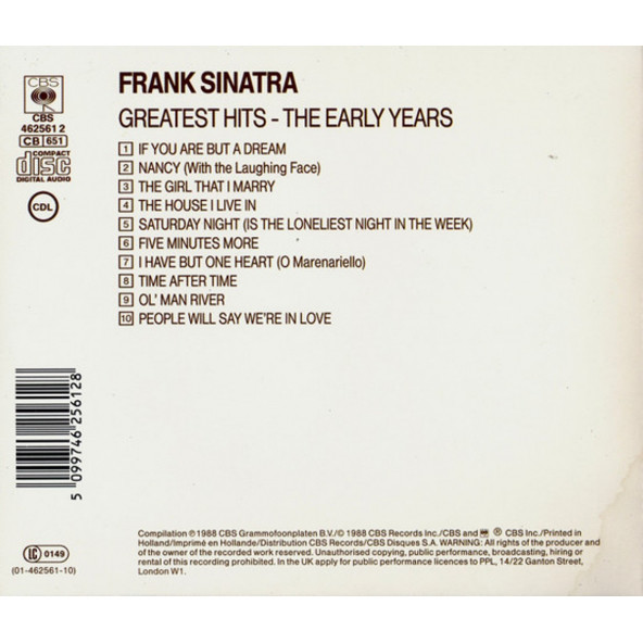 FRANK SINATRA - GREATEST HITS THE EARLY YEARS (CD) (1988) - 2