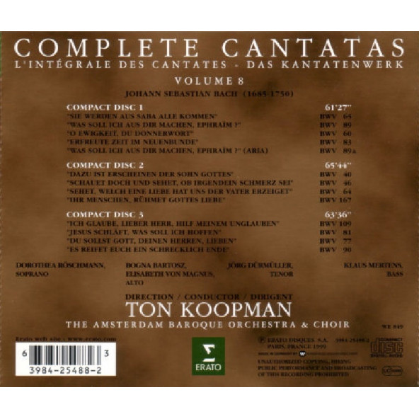 TON KOOPMAN - BACH COMPLETE CANTANAS VOLUME 8 (3 CD) (1999) - 2