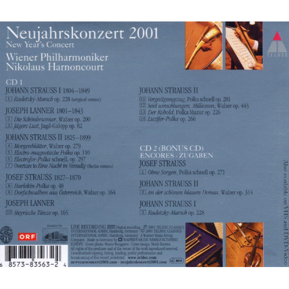 NEUJAHRSKONZERT 2001 - WINER PHILHARMONIKER HARNONCOURT (2 CD) (2001) - 2
