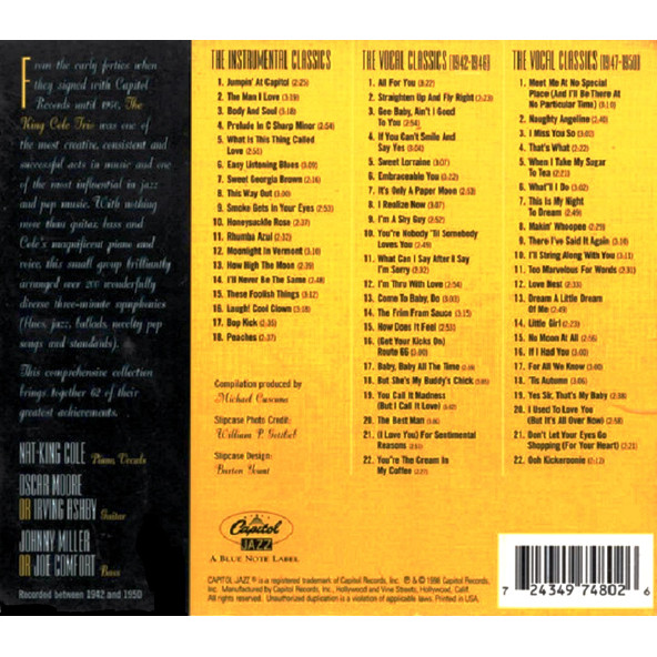 NAT KING COLE - BEST OF NAT KING COLE TRIO (3 CD) (1998) - 2