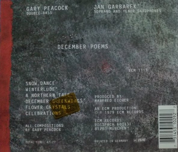 GARY PEACOCK - DECEMBER POEMS (1979) (CD) - 2