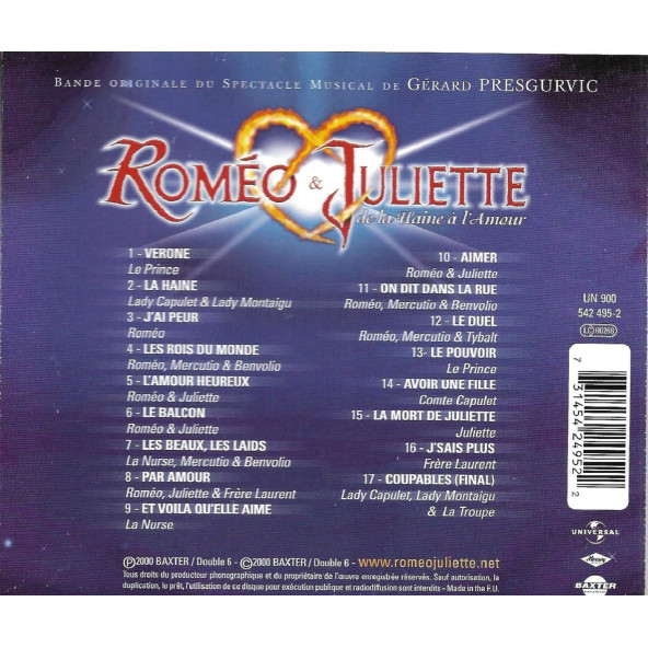 ROMEO & JULIETTE (DE LA HAINE A L'AMOUR) - SOUNDTRACK (CD) (2000) - 2